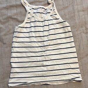 J. Crew Ivory and Navy Striped Tank Top